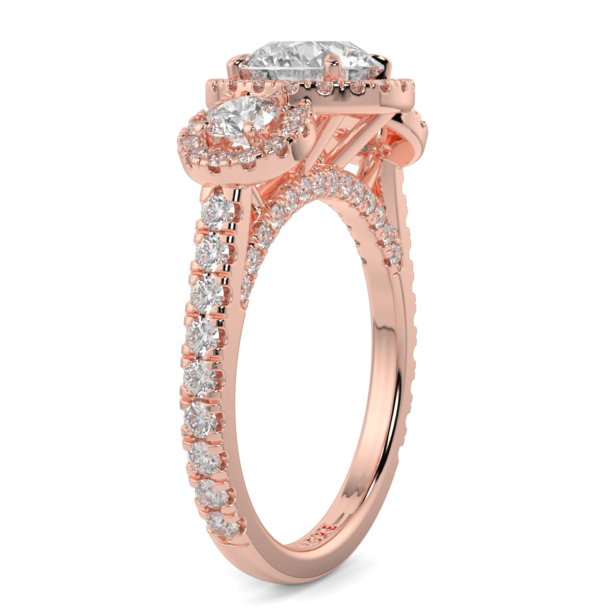 Celest - 1.5 CT - Round Trilogy Halo Diamond Ring