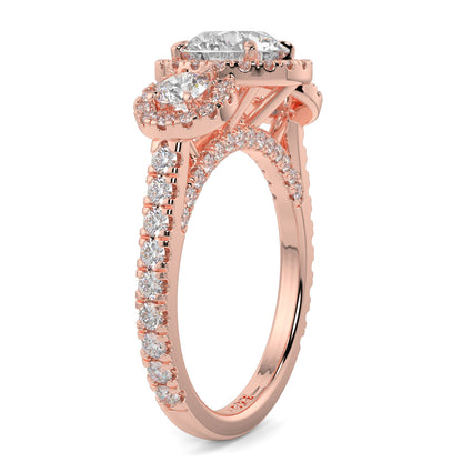 Celest - 1.5 CT - Round Trilogy Halo Diamond Ring