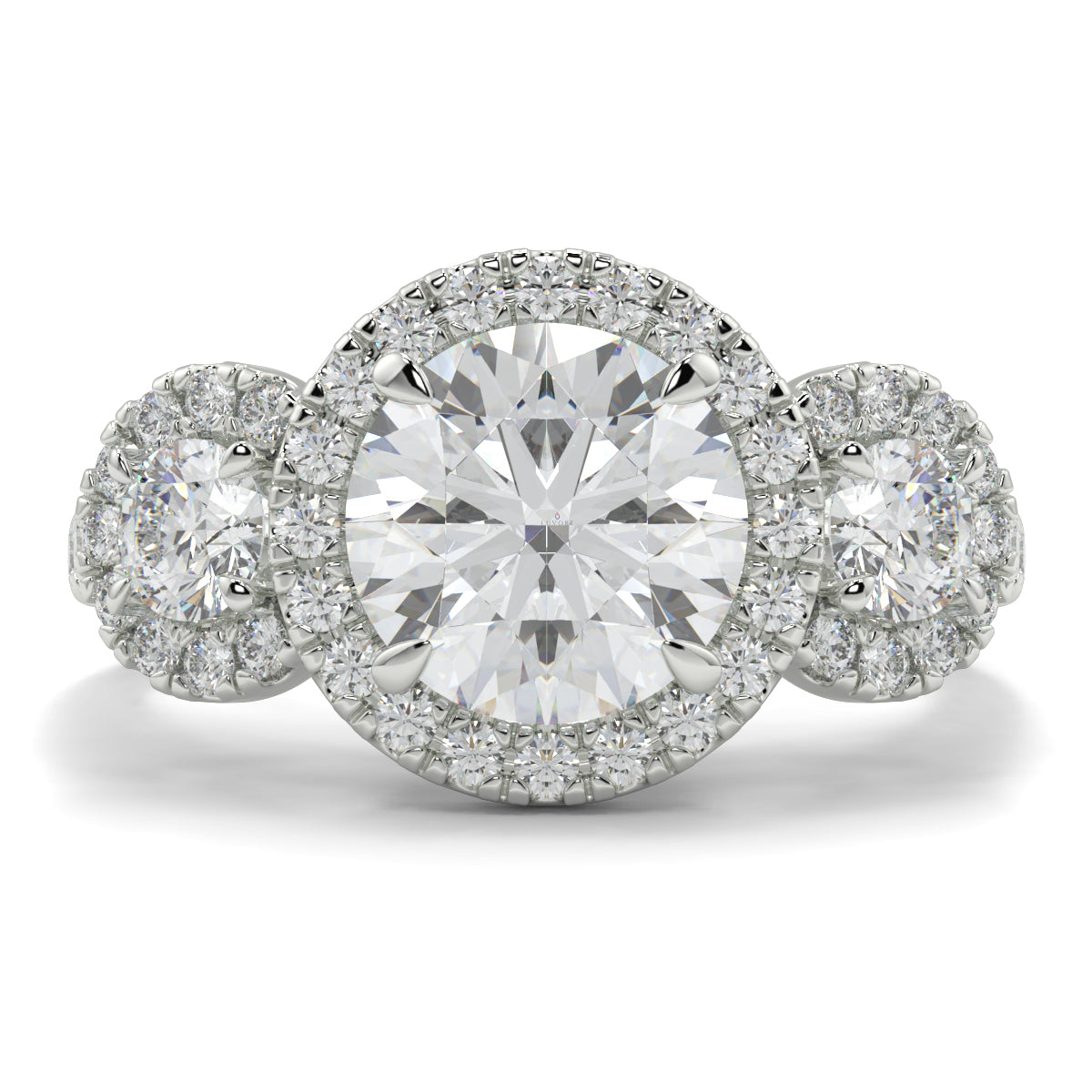 Celest - 1.5 CT - Round Trilogy Halo Diamond Ring