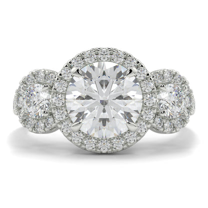 Celest - 1.5 CT - Round Trilogy Halo Diamond Ring