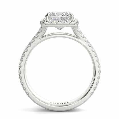 Diamond ring with a halo on a white background yb jewellers twist halo princess shape engagement diamond ring best selling design ring and trending design 2026