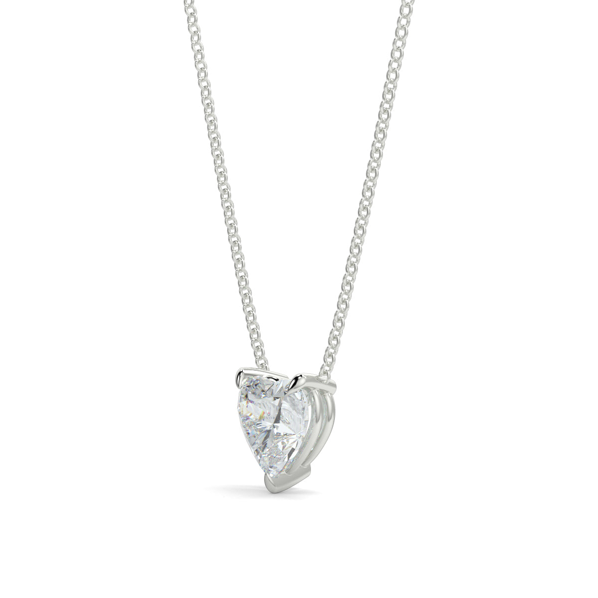 Heart-shaped diamond pendant on a chain against a white background Heart-shaped diamond pendant necklace yb jewellers