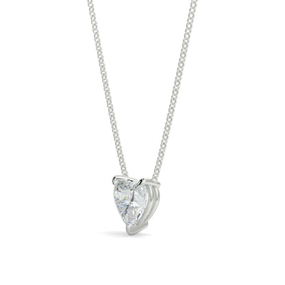 Heart-shaped diamond pendant on a chain against a white background Heart-shaped diamond pendant necklace yb jewellers
