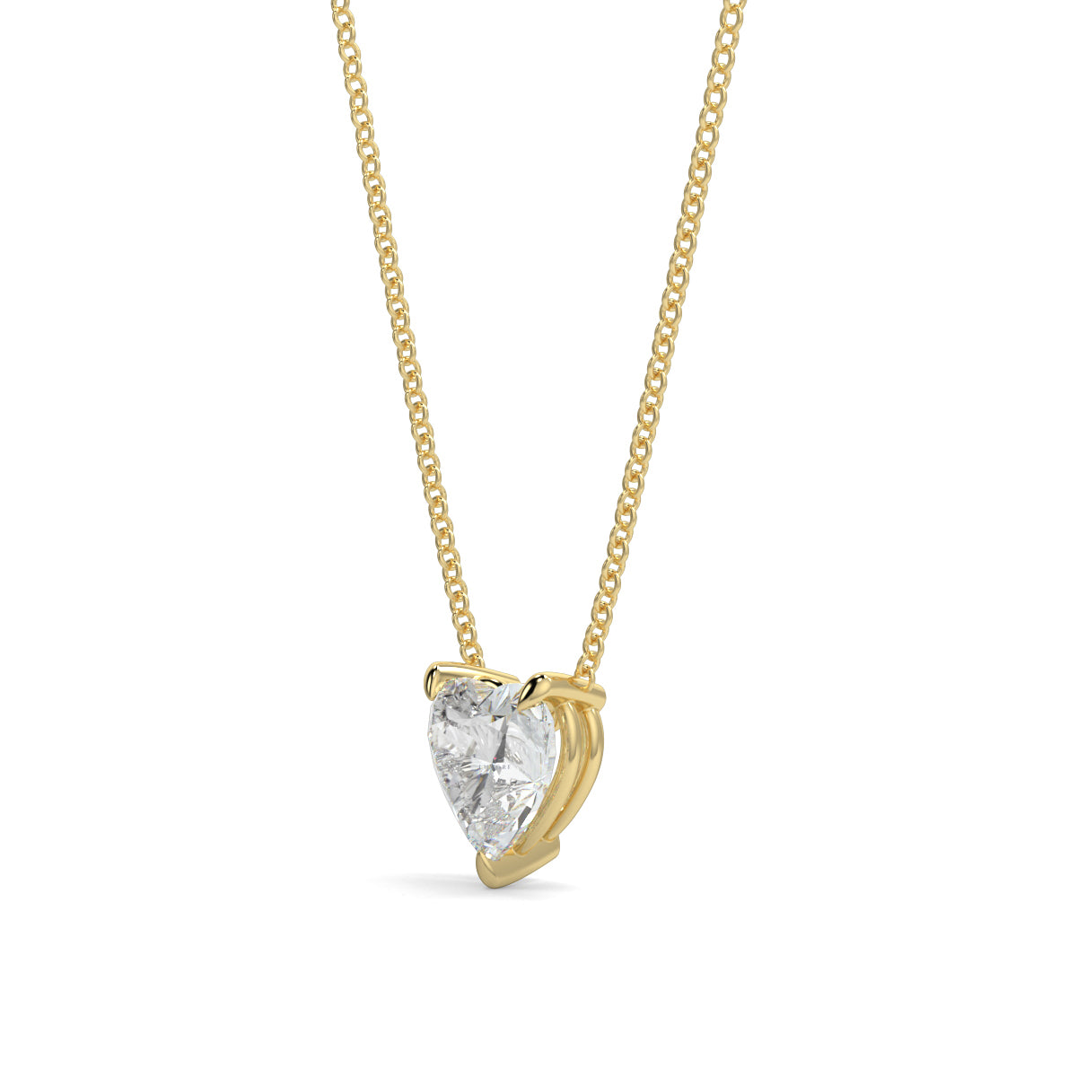 Gold necklace with a heart-shaped diamond pendant on a white background Heart-shaped diamond pendant necklace yb jewellers
