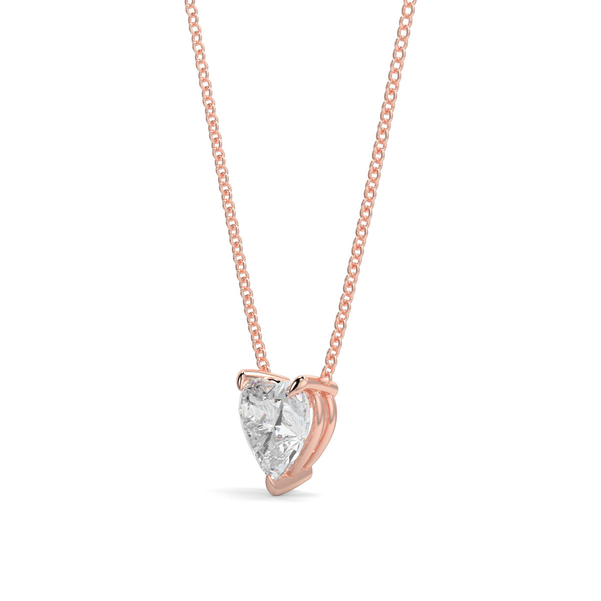 Rose gold necklace with a heart-shaped diamond pendant on a white background Heart-shaped diamond pendant necklace yb jewellers