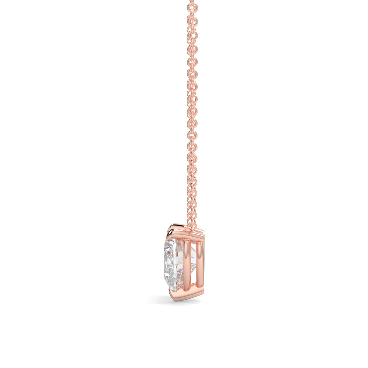 Rose gold necklace with a diamond pendant on a white background Heart-shaped diamond pendant necklace yb jewellers