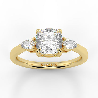 Chloe - 1.5 CT - Cushion & Pear Stone Ring