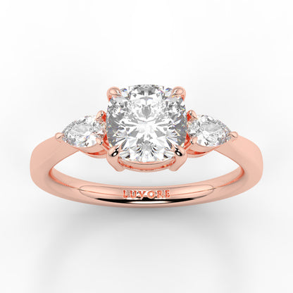 Chloe - 1.5 CT - Cushion & Pear Stone Ring