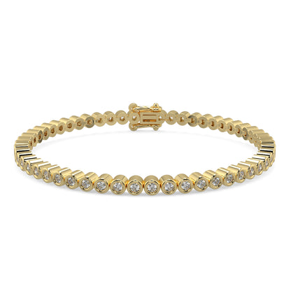 Gold bracelet with diamond accents on a white background Diamond_Bracelet_Rubover_bezel_set_yb Jewellers_platinum_rose_gold_y