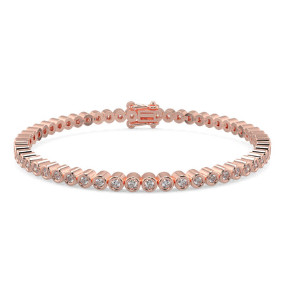 Rose gold bracelet with diamonds on a white background Diamond_Bracelet_Rubover_bezel_set_yb Jewellers_platinum_rose_gold_y