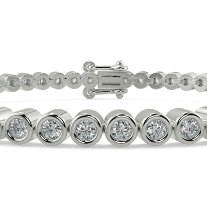 Silver bracelet with diamond beads on a white background Diamond_Bracelet_Rubover_bezel_set_yb Jewellers_platinum_rose_gold_y