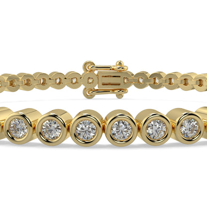 Gold bracelet with diamond beads on a white background Diamond_Bracelet_Rubover_bezel_set_yb Jewellers_platinum_rose_gold_y