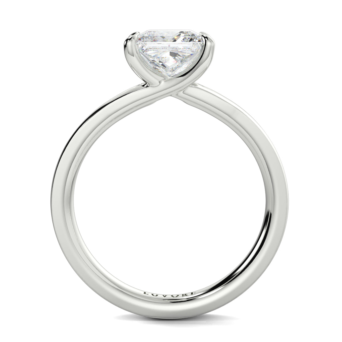 Silver ring with a heart-shaped diamond on a white background yb jewellers