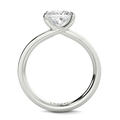 Silver ring with a heart-shaped diamond on a white background yb jewellers