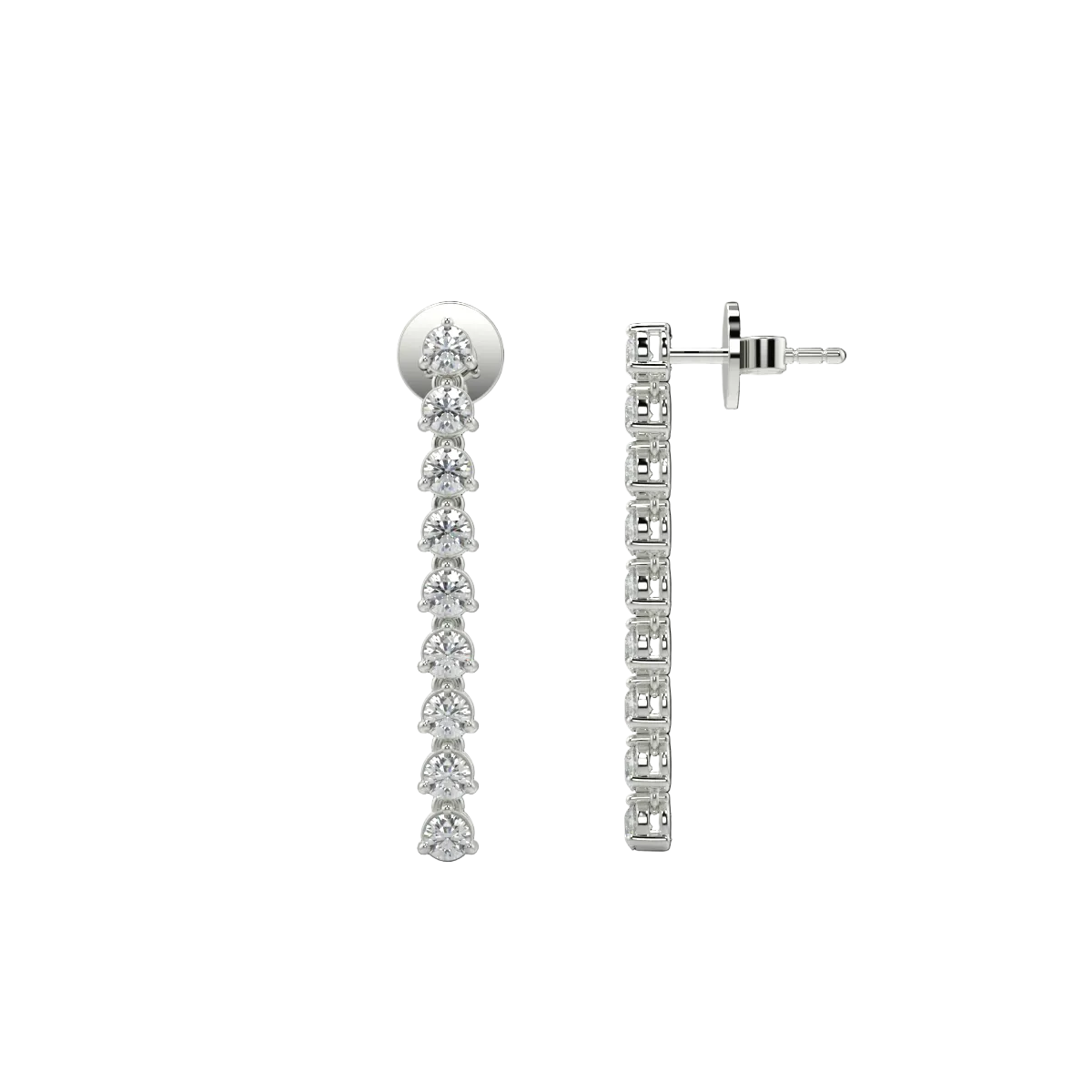 Diamond earrings on a white background