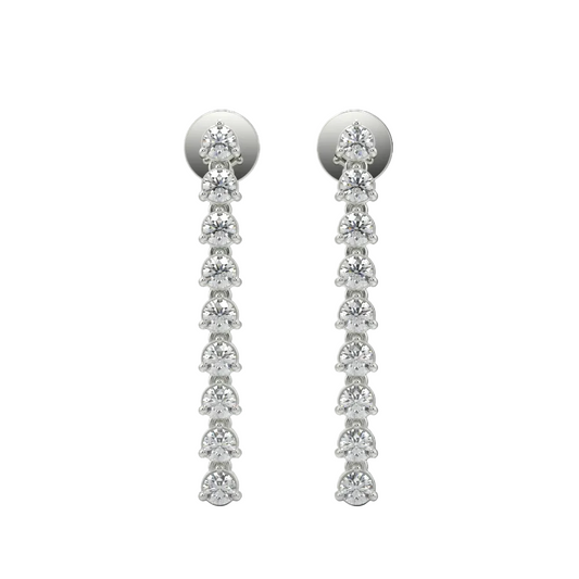 Pair of diamond earrings on a white background