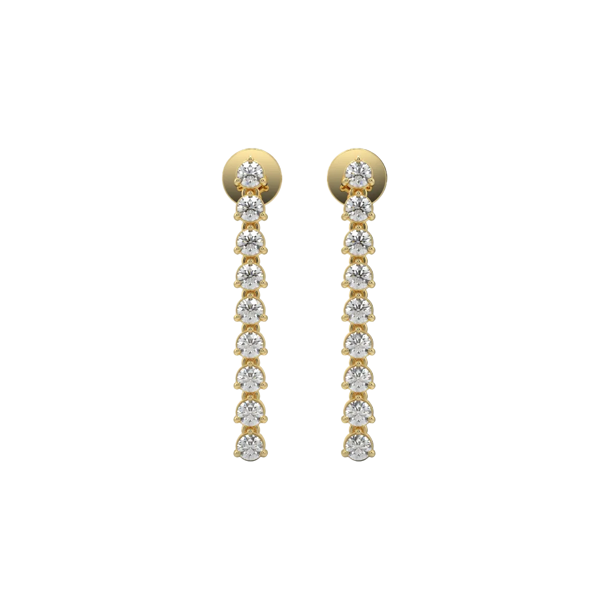 Gold and diamond earrings on a white background