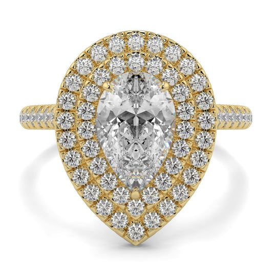 Double Halo Pear Shape Ring
