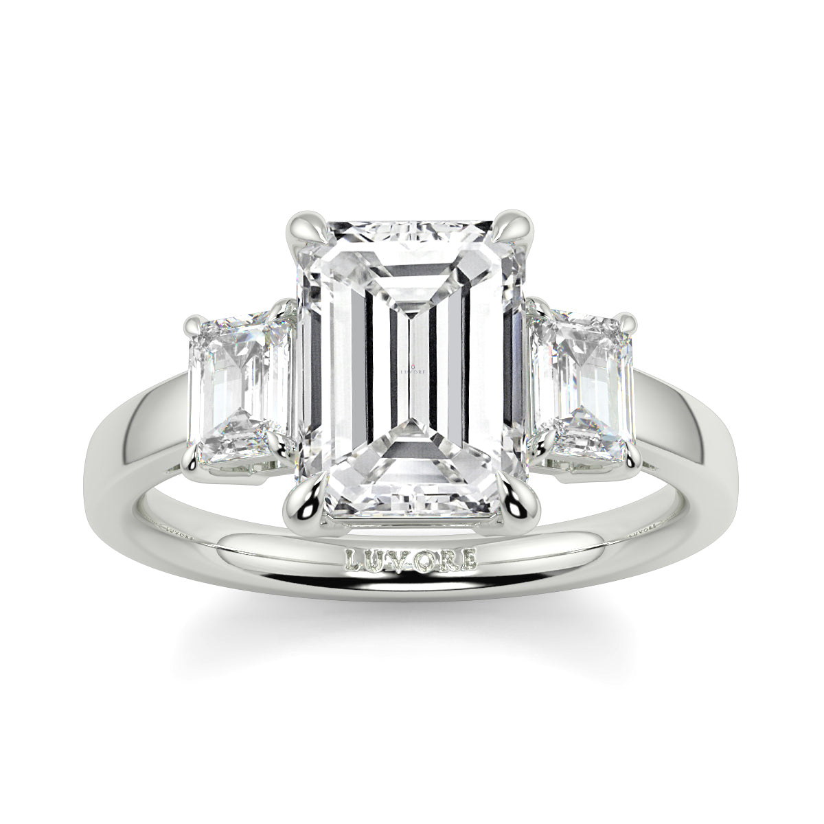 Valentina - 3.0 CT - Emerald Diamond Trilogy Ring