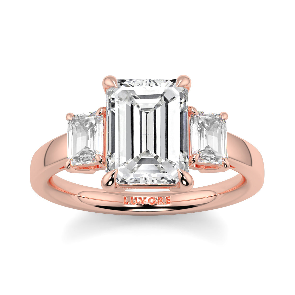 Valentina - 3.0 CT - Emerald Diamond Trilogy Ring