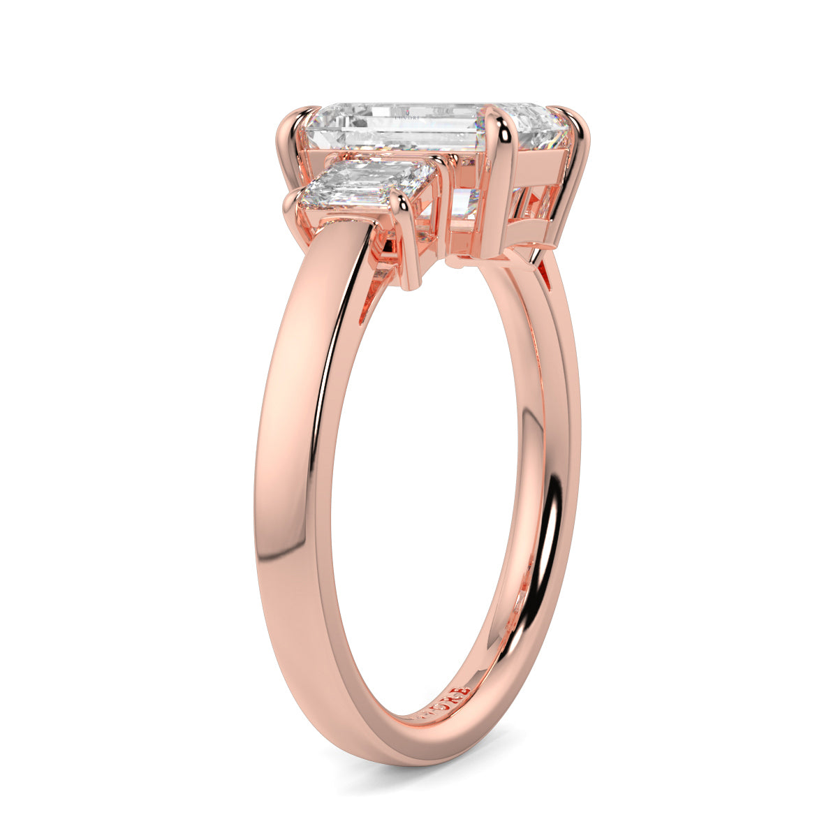 Valentina - 3.0 CT - Emerald Diamond Trilogy Ring