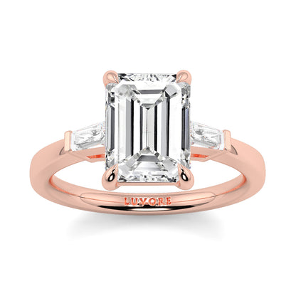 Margaret - 3.0 CT - Emerald & Baguette Diamond Ring