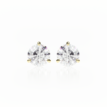 3 Claw Butterfly - Round Shape - Diamond Stud Earrings