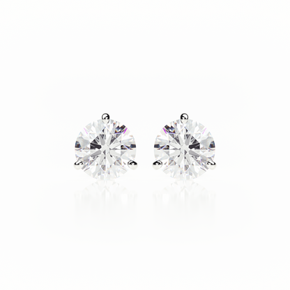 3 Claw Butterfly - Round Shape - Diamond Stud Earrings