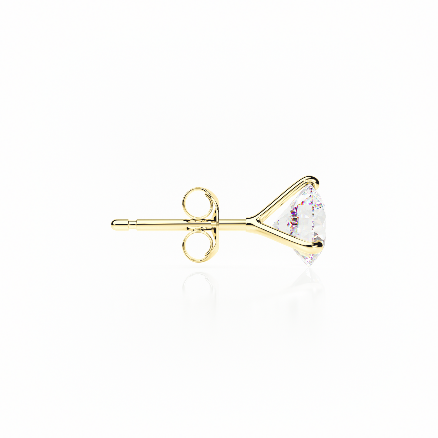 3 Claw Butterfly - Round Shape - Diamond Stud Earrings