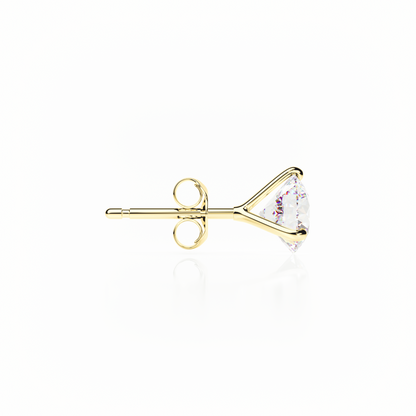 3 Claw Butterfly - Round Shape - Diamond Stud Earrings