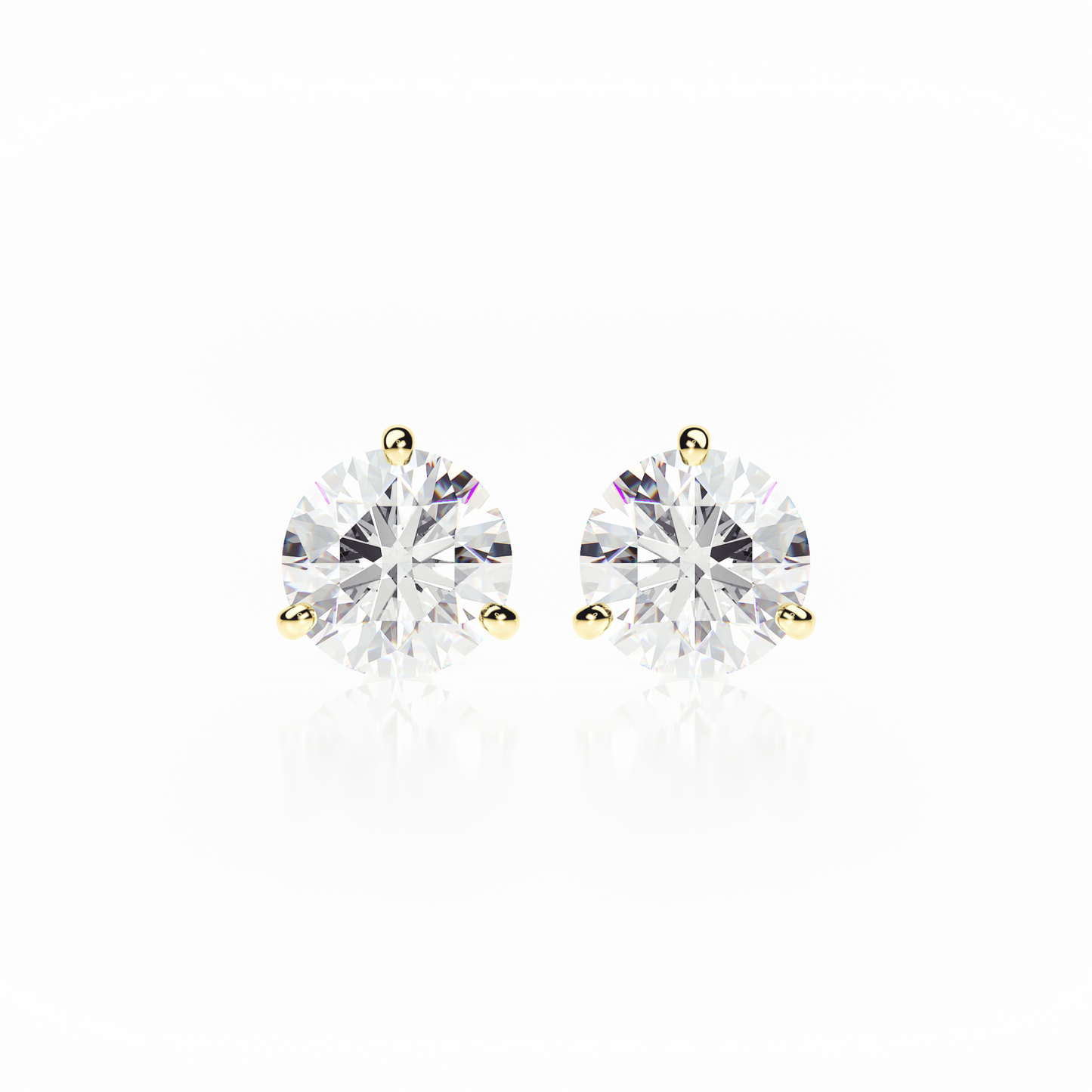 Pair of diamond stud earrings on a white background yb jewellers popular diamond earrings gifts