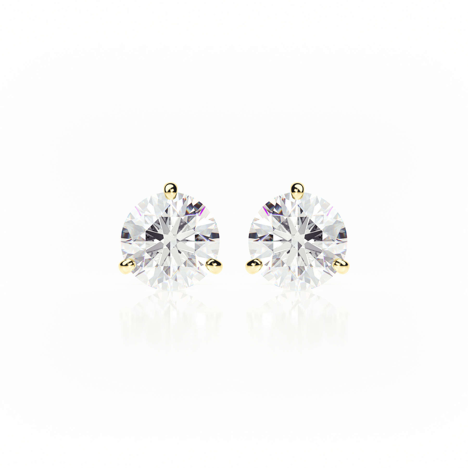 Pair of diamond stud earrings on a white background yb jewellers popular diamond earrings gifts