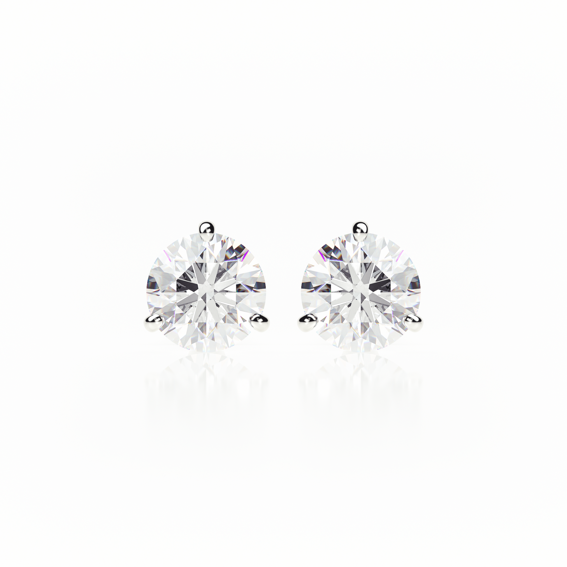 Pair of diamond stud earrings on a white background yb jewellers popular diamond earrings gifts