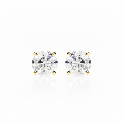 Pair of diamond stud earrings on a white background yb jewellers popular 4 claw diamond stud earrings for gifts