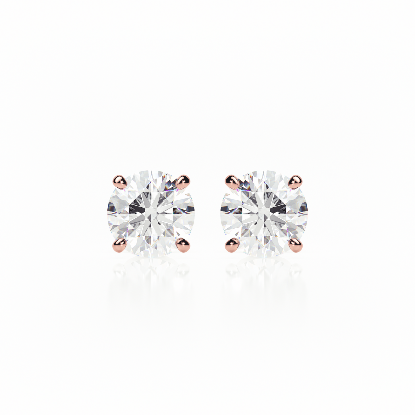 Pair of diamond stud earrings on a white background yb jewellers popular 4 claw diamond stud earrings for gifts