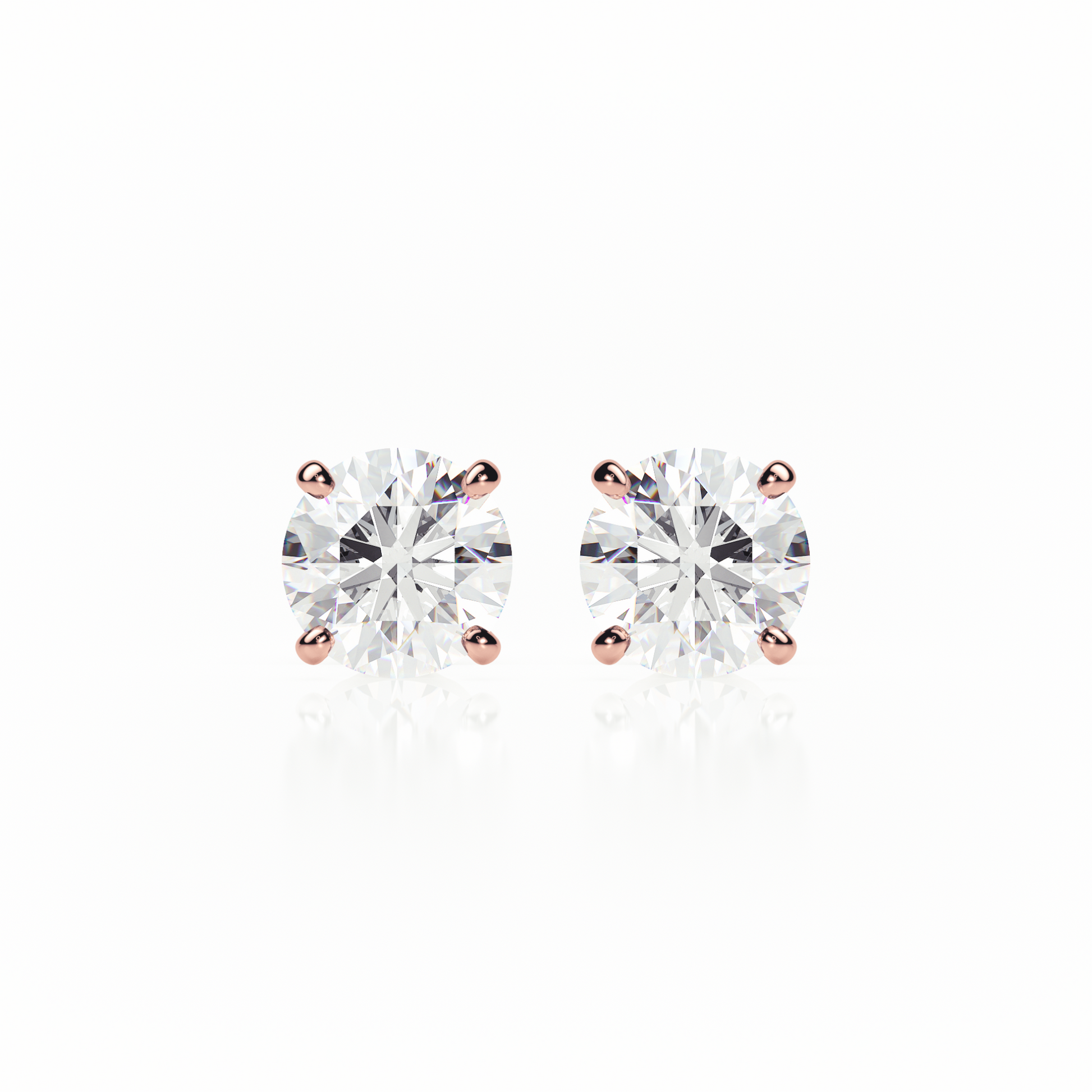 Pair of diamond stud earrings on a white background yb jewellers popular 4 claw diamond stud earrings for gifts