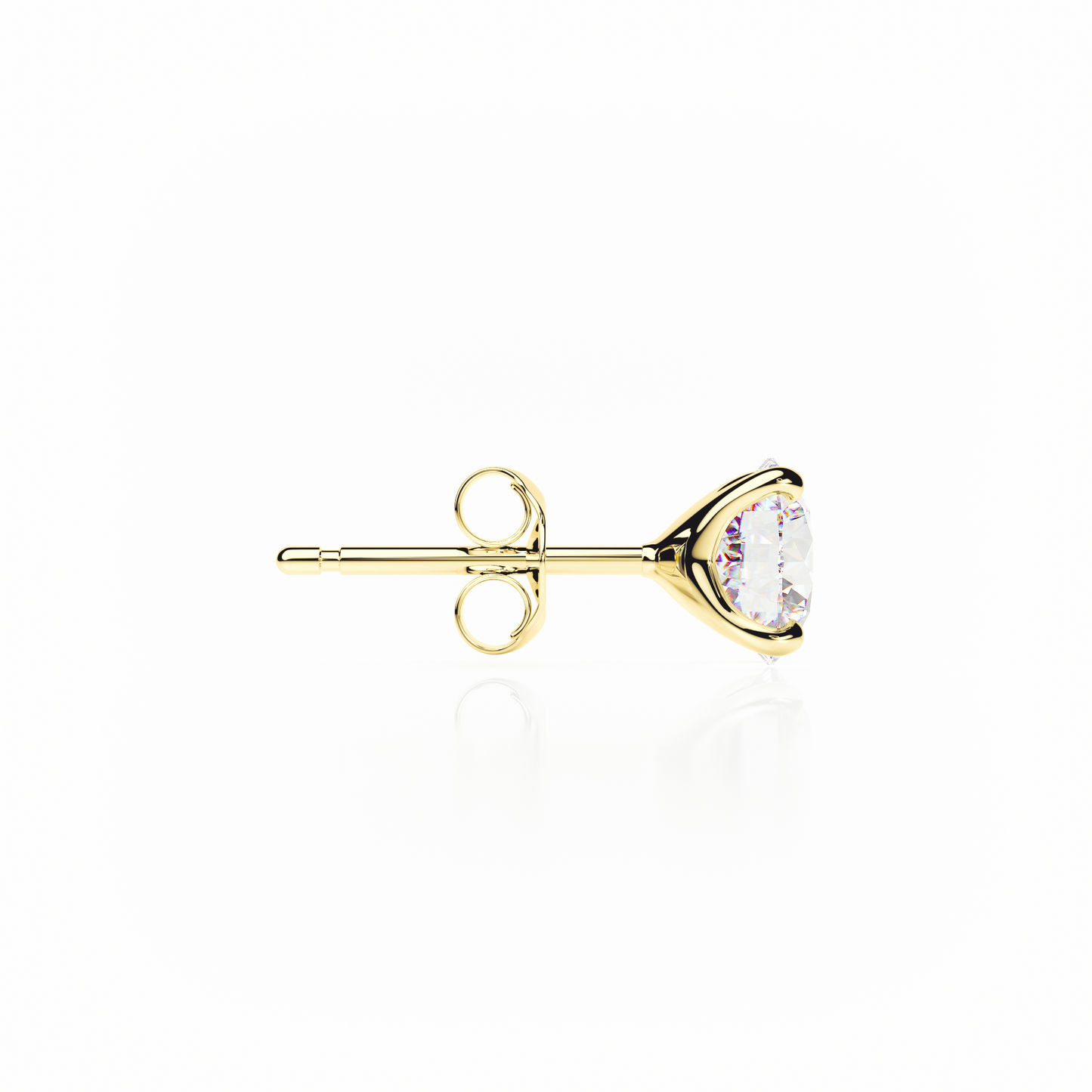 Gold earring with a clear gemstone on a white background yb jewellers popular 4 claw diamond stud earrings for gifts