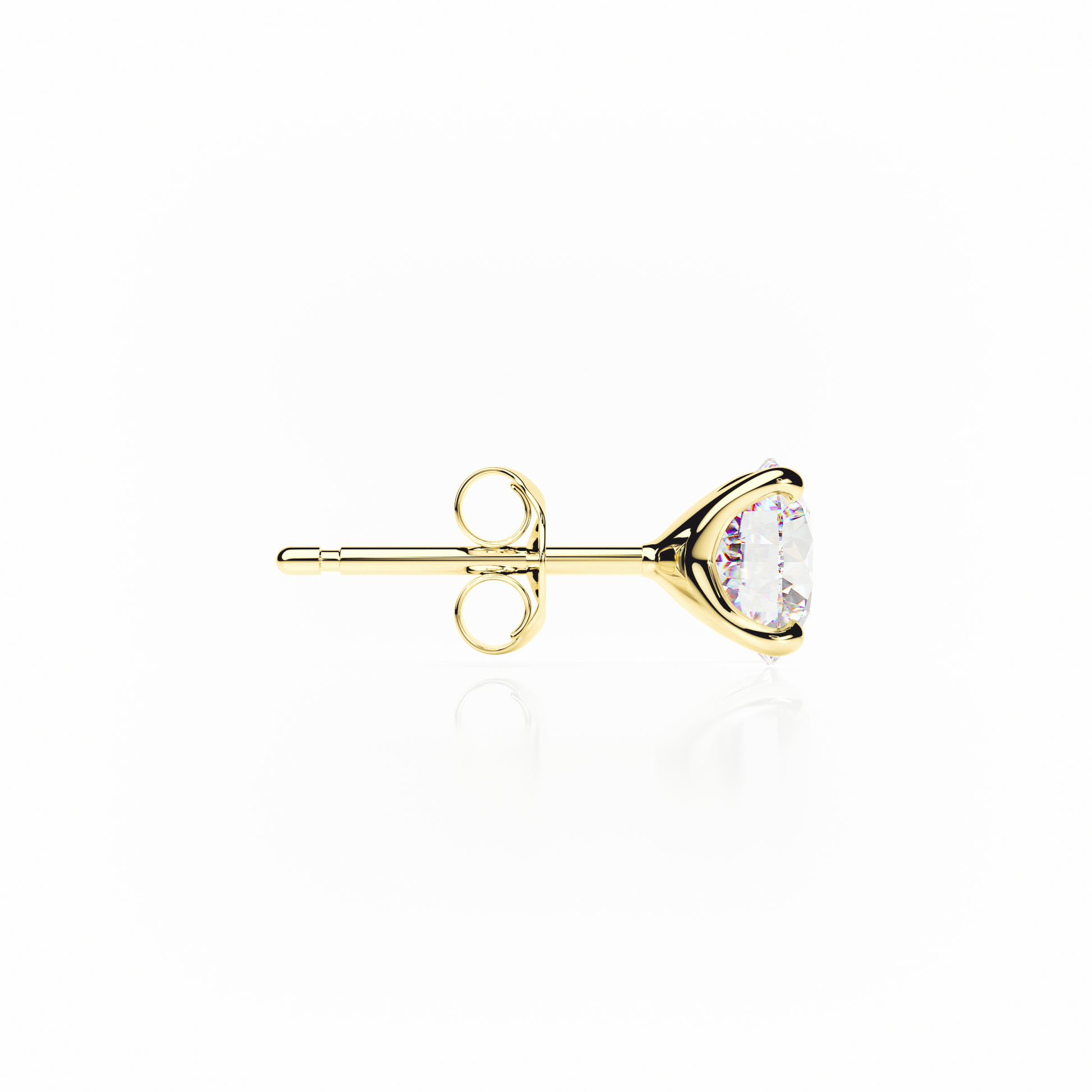 Gold earring with a clear gemstone on a white background yb jewellers popular 4 claw diamond stud earrings for gifts