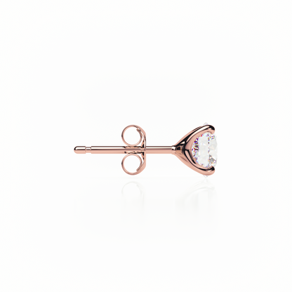 Rose gold earring with a clear gemstone on a white background yb jewellers popular 4 claw diamond stud earrings for gifts