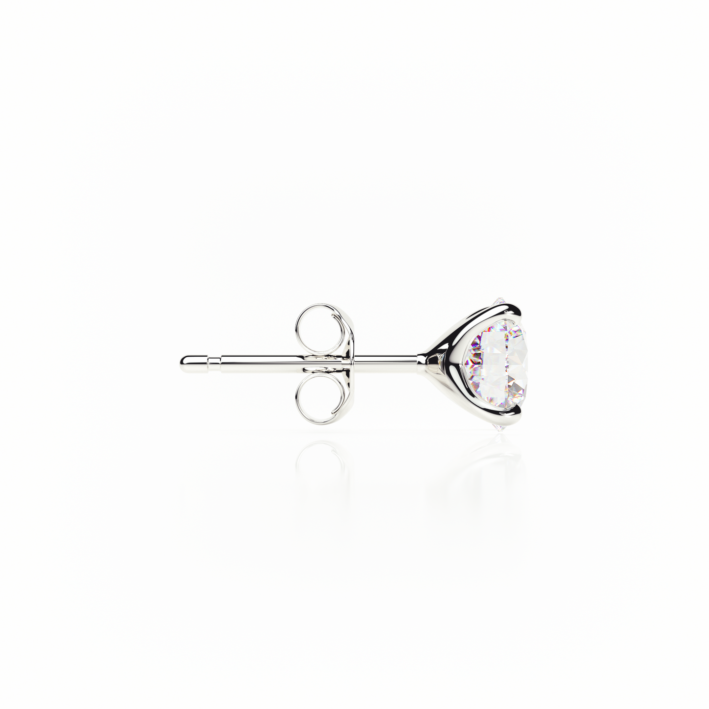 Single stud earring with a clear gemstone on a white background yb jewellers popular 4 claw diamond stud earrings for gifts