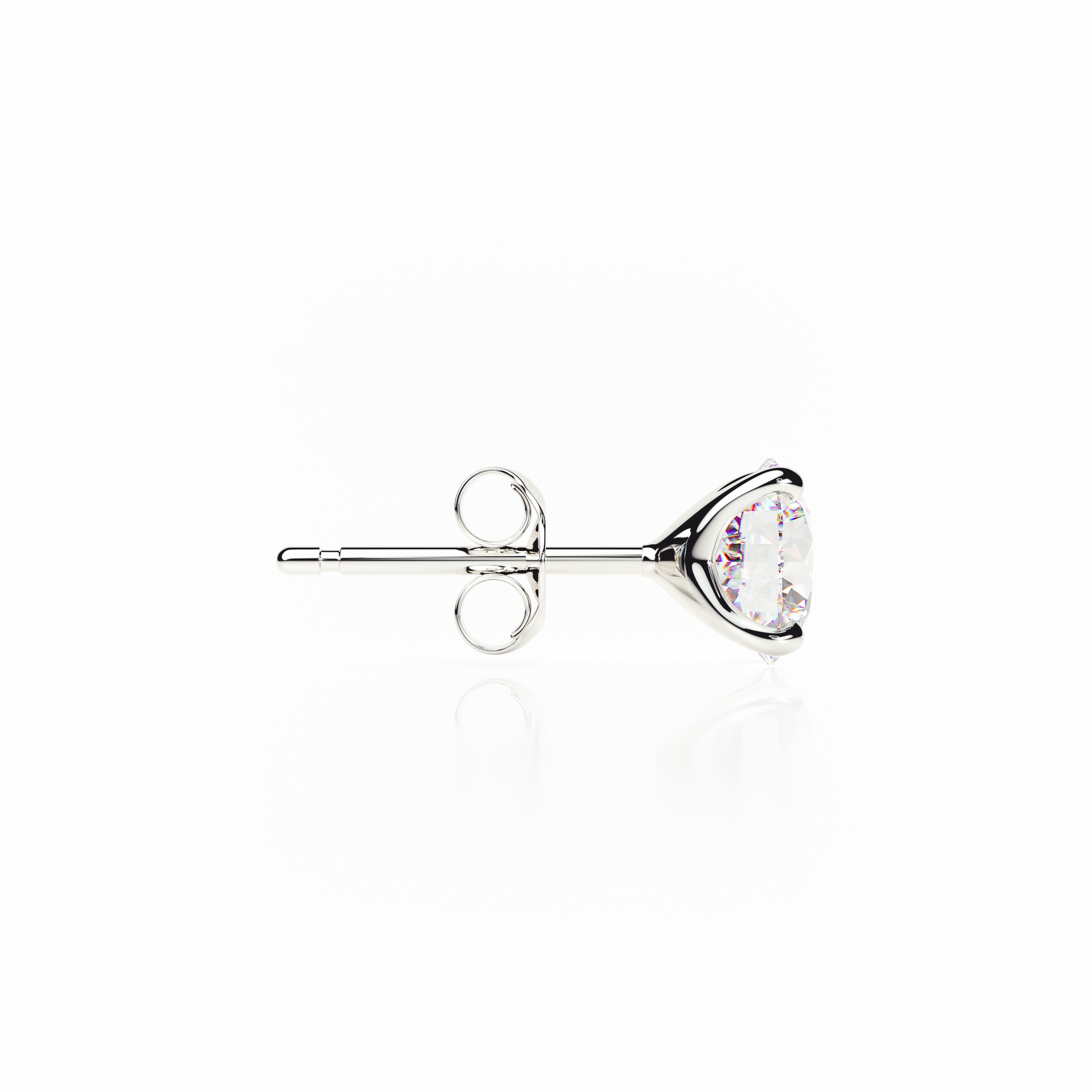 Single stud earring with a clear gemstone on a white background yb jewellers popular 4 claw diamond stud earrings for gifts