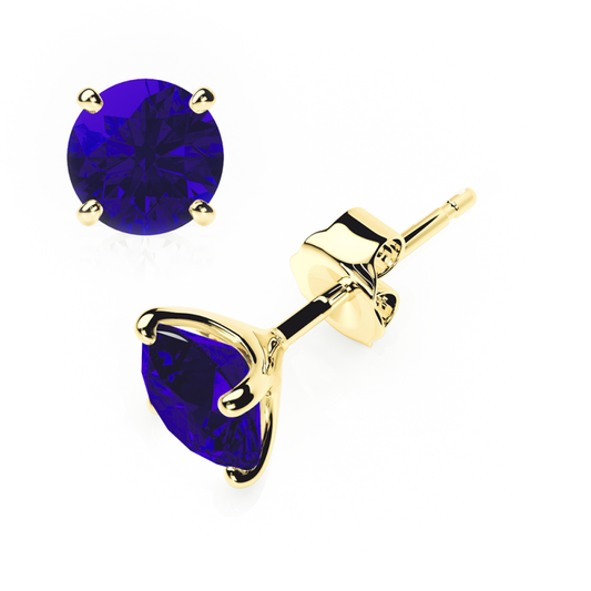 Sapphire Earrings 0.20 CTW Studs 4 CLAW 18K Rose Gold - BUTTERFLY