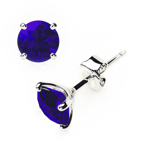 Sapphire Earrings 0.20 CTW Studs 4 CLAW 18K Rose Gold - BUTTERFLY
