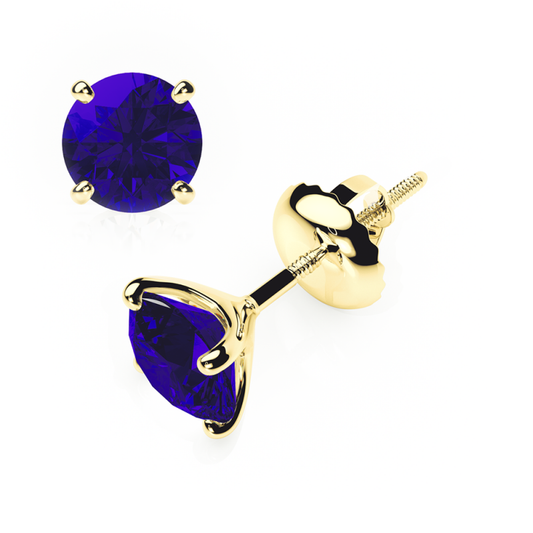 Sapphire Earrings 0.20 CTW Studs 4 CLAW 18K Rose Gold - SCREW