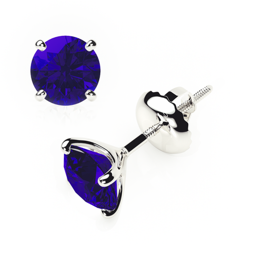 Sapphire Earrings 0.20 CTW Studs 4 CLAW 18K Rose Gold - SCREW