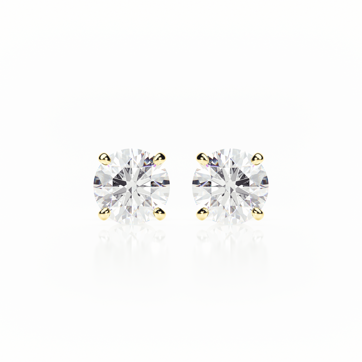 Pair of diamond stud earrings on a white background yb jewellers screw back earrings best selling design 