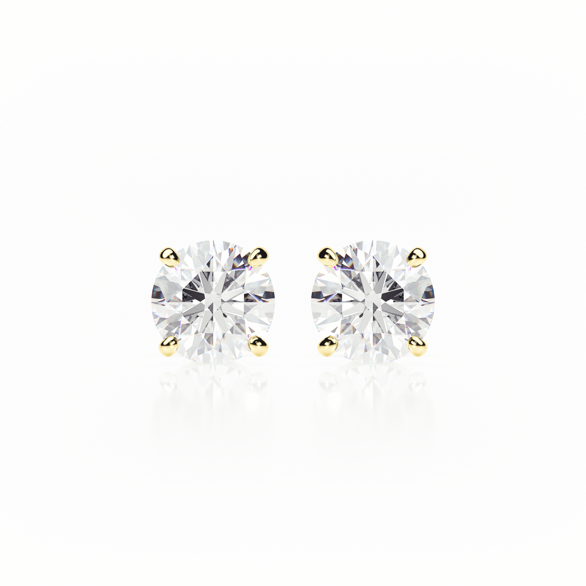 Pair of diamond stud earrings on a white background yb jewellers screw back earrings best selling design 