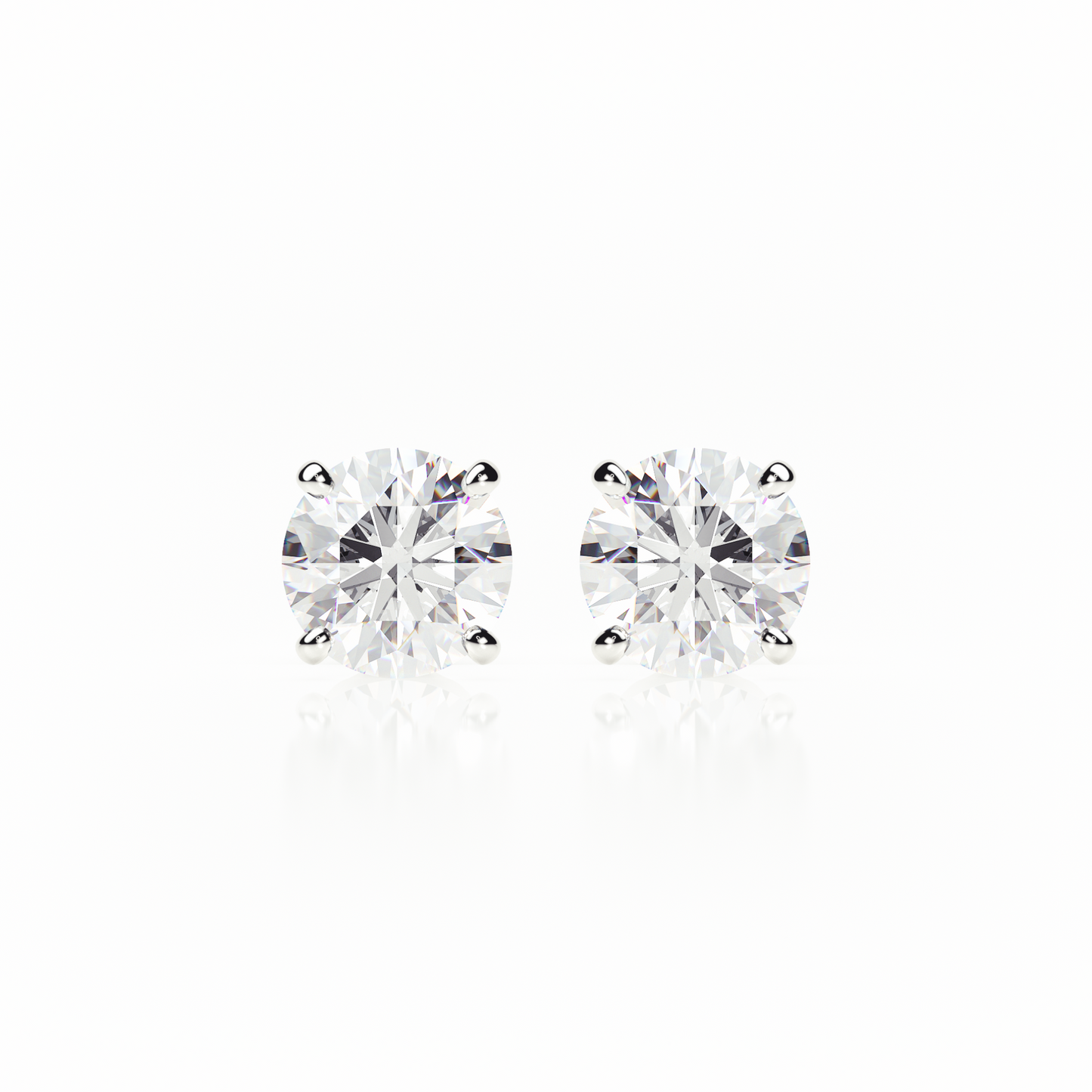 Pair of diamond stud earrings on a white background yb jewellers screw back earrings best selling design 