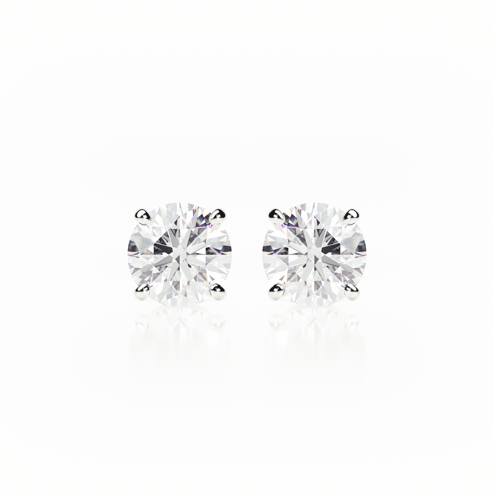 Pair of diamond stud earrings on a white background yb jewellers screw back earrings best selling design 