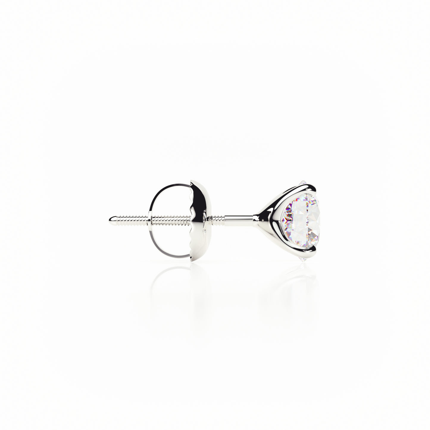 Silver earring with a clear gemstone on a white background yb jewellers screw back earrings best selling design 